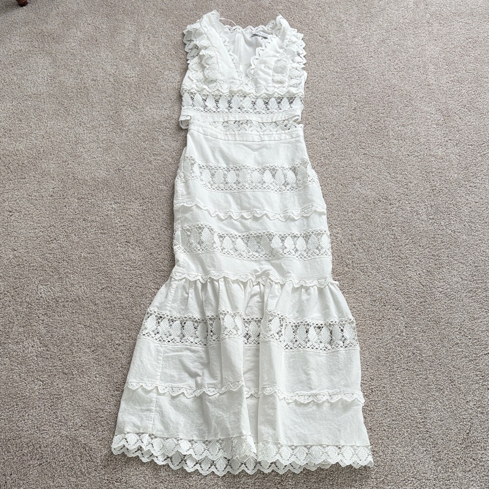 White Lace Trim Linen Two Piece